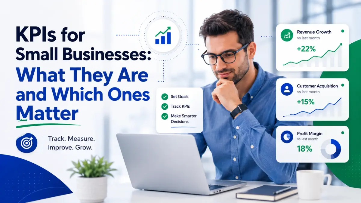 Key performance indicators for a small business shown on one dashboard screen