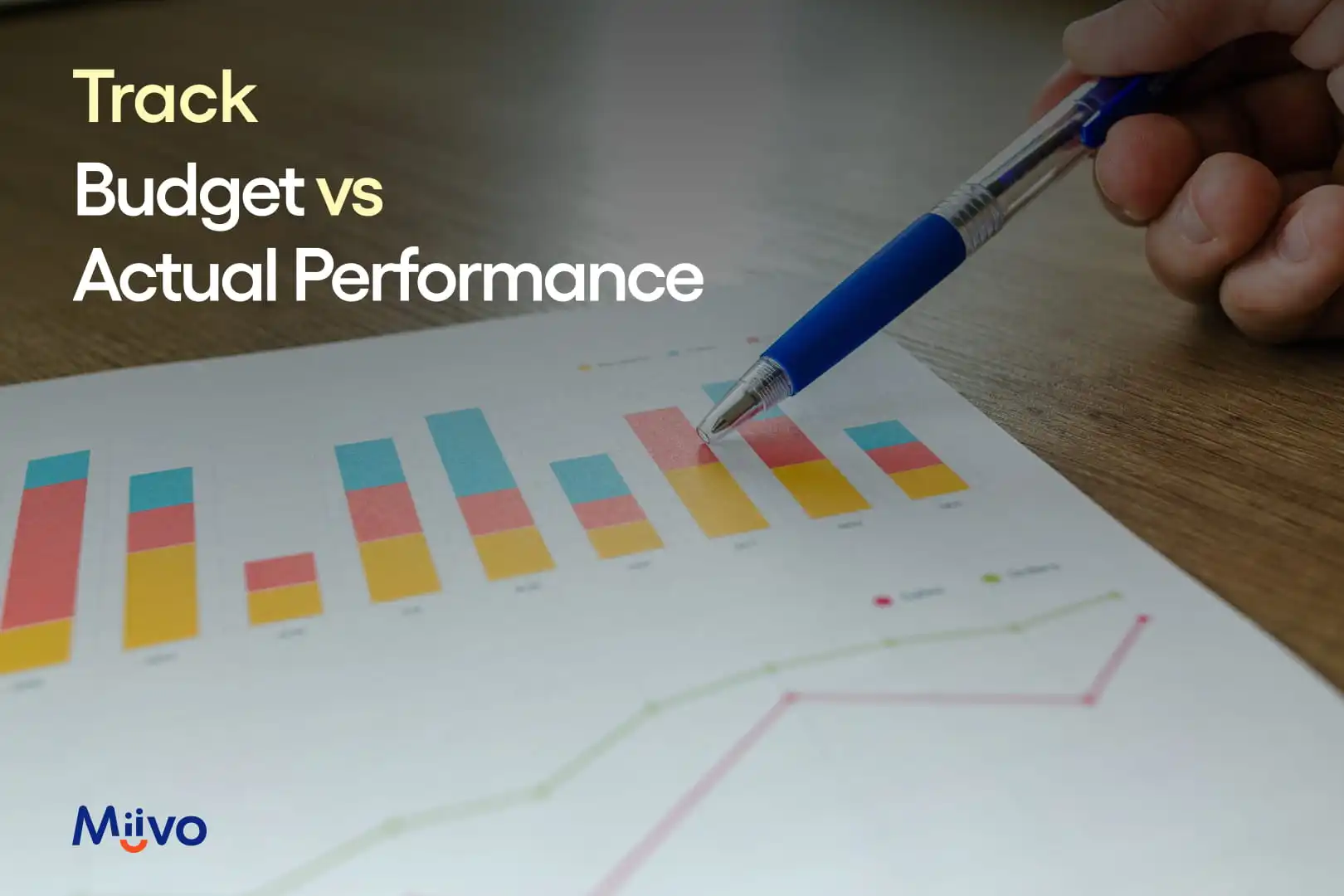 Budget vs actual variance report for a small business shown on a dashboard
